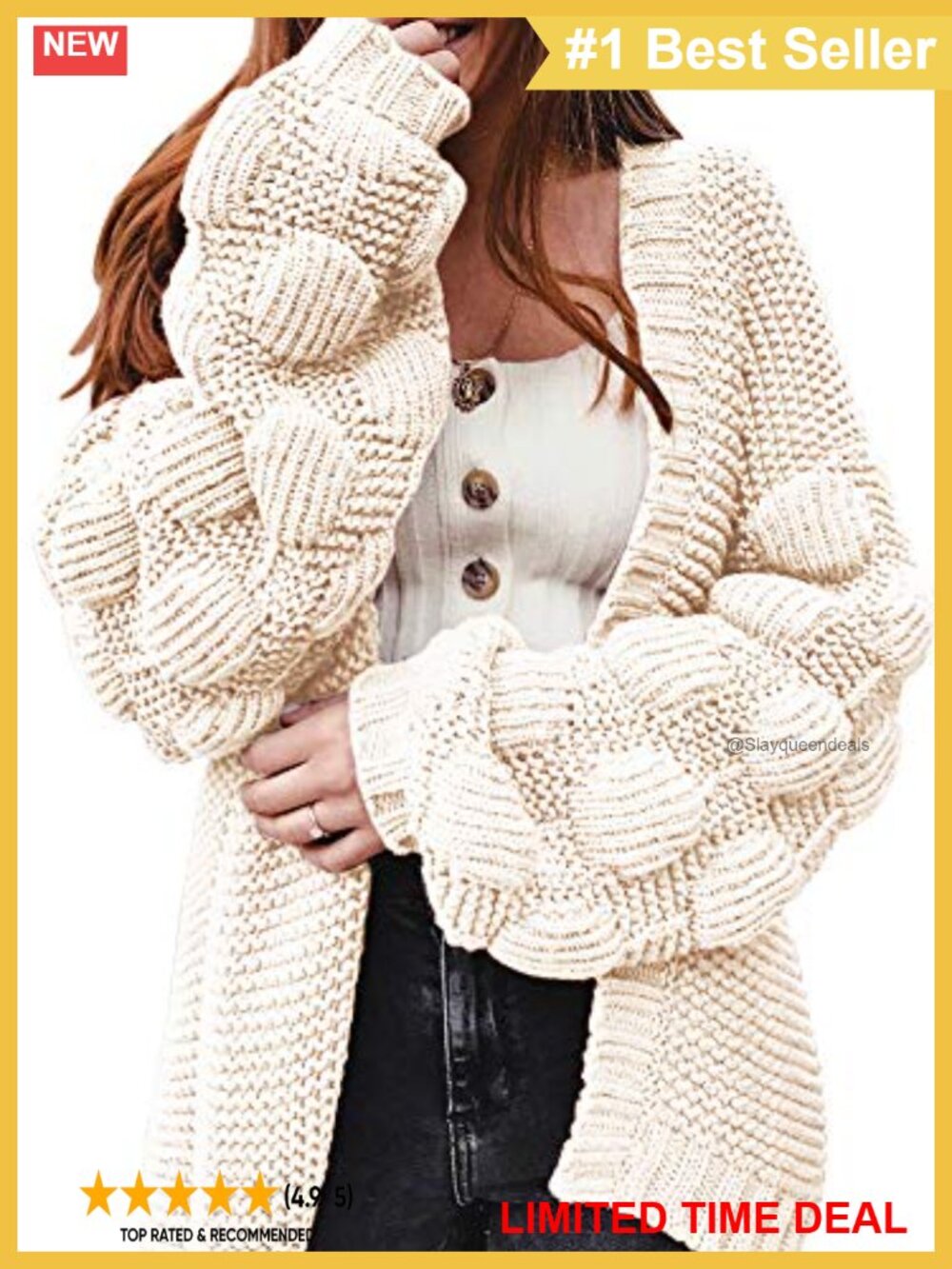 Oversized Chunky Cable Knit Cardigan Long Sleeve Open Front Sweater Coat